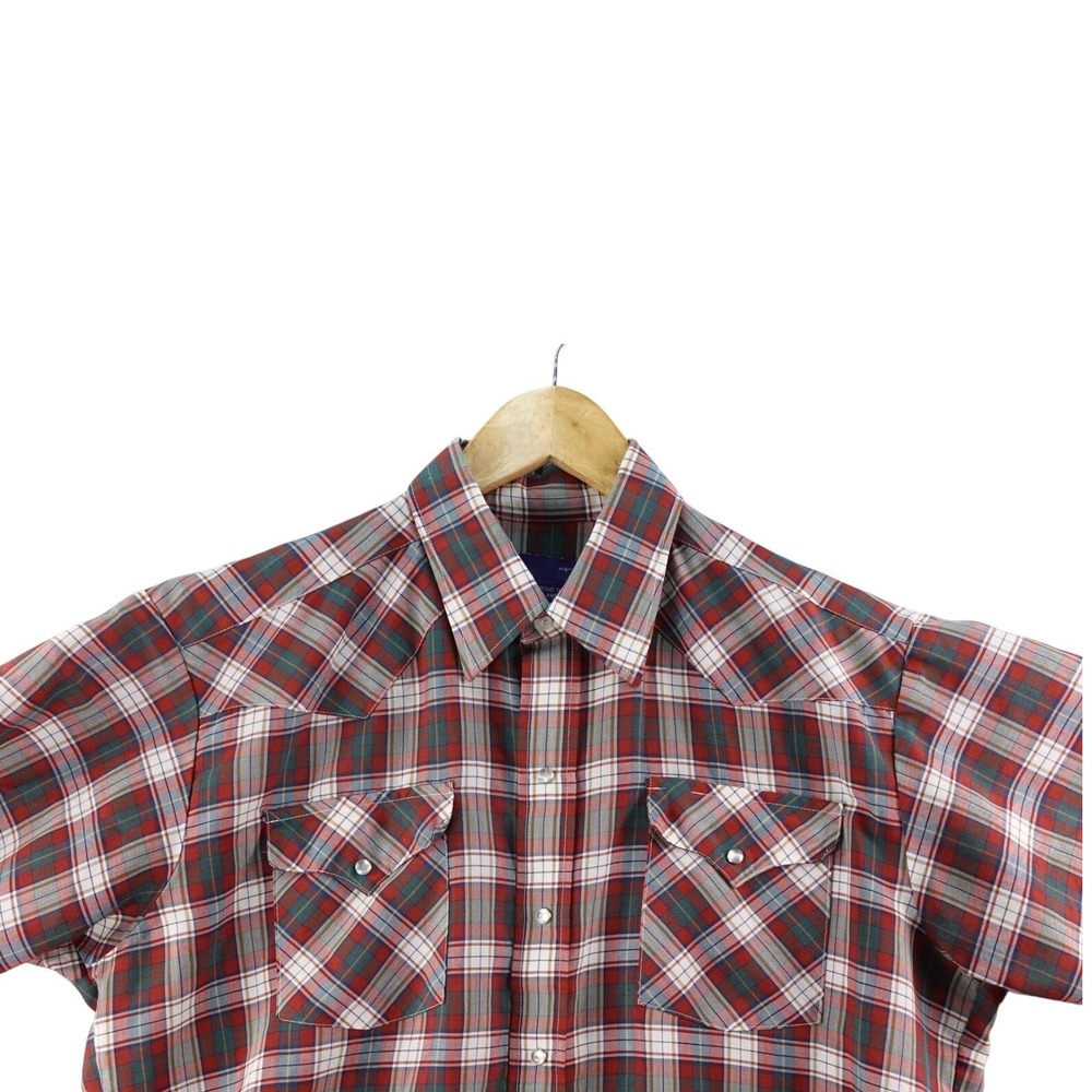 Vintage Panhandle Slim USA Men's M Plaid Western Short Sleeve Pearl Snap Shirt